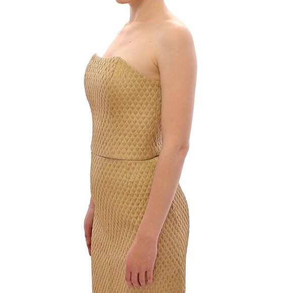 Andrea Incontri Brocade Cocktail Dress Women Beige Tops & T-Shirts - Picture 2 of 6